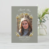 Arched Sage Green Floral Graduation Bedankkaart (Staand voorkant)