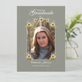 Arched Sage Green Floral Graduation Kaart (Staand voorkant)