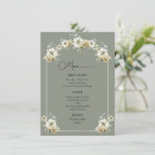 Arched Sage Green Floral Wedding Menu (Staand voorkant)
