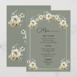 Arched Sage Green Floral Wedding Menu