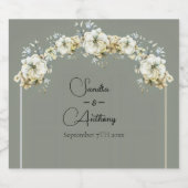 Arched Sage Green Floral Wedding  Sparkling Wijnetiket (Enkel label)