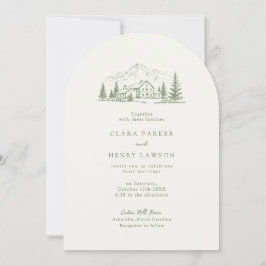 Arched Sage Mountain Photo Wedding Invitation Kaart