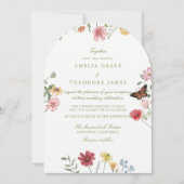 Arched Wildflower Wedding Kaart (Voorkant)