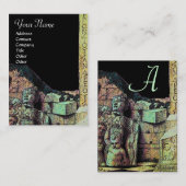 ARCHEO/Antiquary,Archeology Monogram, Black Green Visitekaartje (Voorkant / Achterkant)