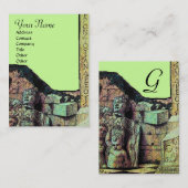 ARCHEO/Antiquary,Archeology Monogram, Bruin Groen Visitekaartje (Voorkant / Achterkant)