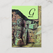 ARCHEO/Antiquary,Archeology Monogram, Bruin Groen Visitekaartje (Achterkant)