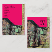 ARCHEO/Antiquary,Archeology Monogram,Roze Fuchsia Visitekaartje (Voorkant / Achterkant)