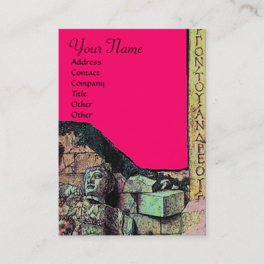 ARCHEO/Antiquary,Archeology Monogram,Roze Fuchsia Visitekaartje (Voorkant)