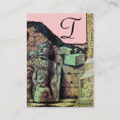 ARCHEO/Antiquary,Archeology Monogram,Roze Groen Visitekaartje (Achterkant)