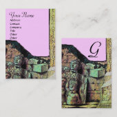 ARCHEO/Antiquary,Archeology Monogram,Roze Groen Visitekaartje (Voorkant / Achterkant)