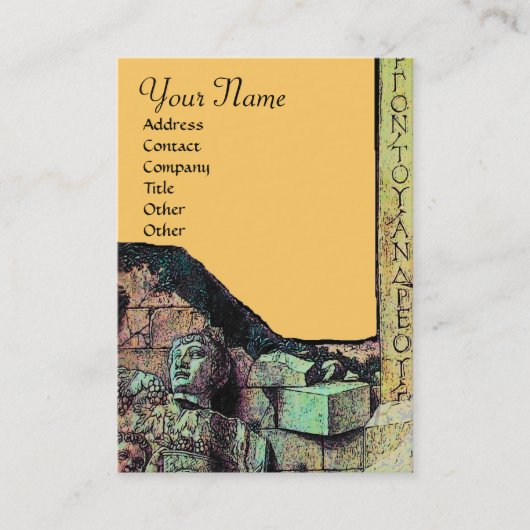 ARCHEO, Antiquary, Archeology Monogram, Yellow Gre Visitekaartje (Voorkant)