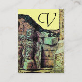 ARCHEO/Antiquary,Archeology Monogram,Yellow Green Visitekaartje (Achterkant)
