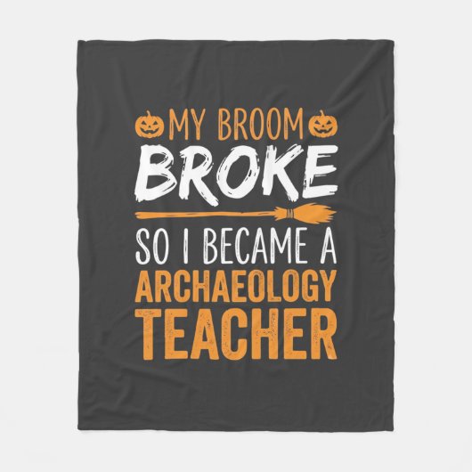 Archeologie Docent Halloween Bezem Gebroken Fleece Deken (Voorkant)