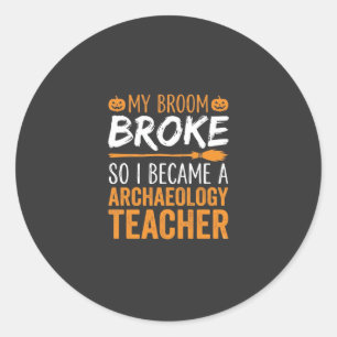 Archeologie Docent Halloween Bezem Gebroken Ronde Sticker