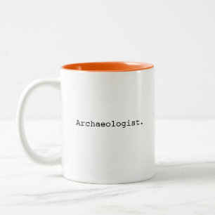 Archeoloog, archeologie, geschiedenis, oude gesche tweekleurige koffiemok