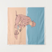 Archeoloog eenvoudige one-line art continu wandkleed (Voorkant (horizontaal))