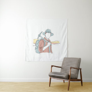 Archeoloog eenvoudige one-line art continu wandkleed