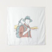 Archeoloog eenvoudige one-line art continu wandkleed (Voorkant)