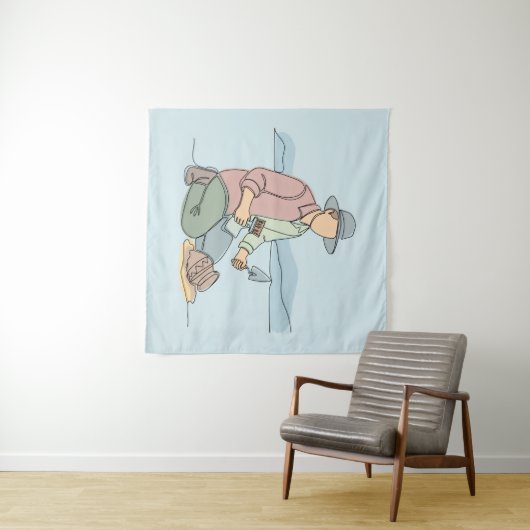 Archeoloog eenvoudige one-line art continu wandkleed (In Situ (horizontaal))