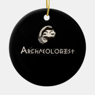 Archeoloog in primitieve Griekse brieven Keramisch Ornament