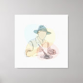 Archeoloog one line art continu eenvoudig canvas afdruk (Voorkant)