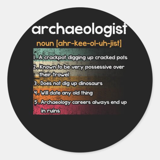 Archeoloog Ronde Sticker (Voorkant)
