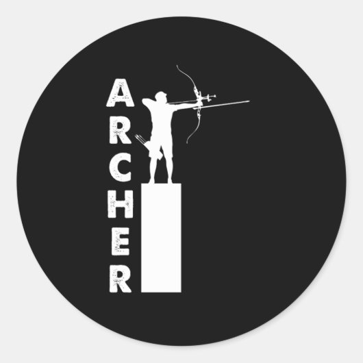Archer Archery Bow Bowman Arrow Target Shooting Gi Ronde Sticker (Voorkant)