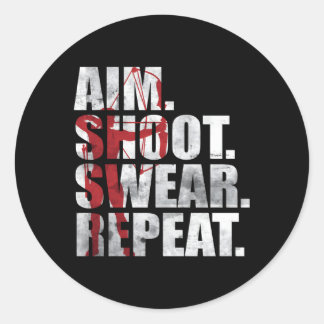 Archer Bowhunting Aim Shoot Swear Herhaal boogschi Ronde Sticker
