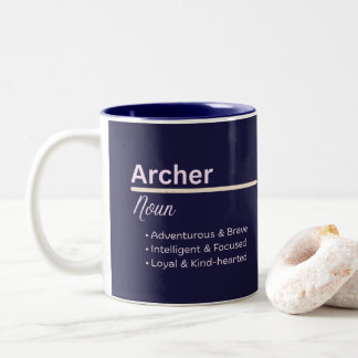 Archer Boy Personalized Name Definition Mug Tweekleurige Koffiemok