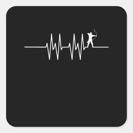 Archer Heartbeat EKG Bow Hunting Archery Pulse Vierkante Sticker (Voorkant)