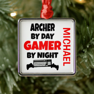 Archer houdt van het spelen van videogames metalen ornament