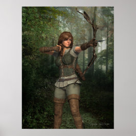 Archer in Forest Fantasy Art Print