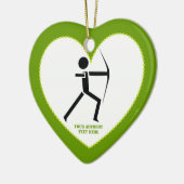 Archer met zijn boog zwarte, groene boogvormer keramisch ornament (Links)