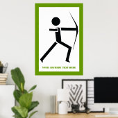 Archer met zijn boog zwarte, groene boogvormer poster (Thuiskantoor)