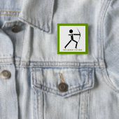 Archer met zijn boog zwarte, groene boogvormer vierkante button 5,1 cm (In situ)