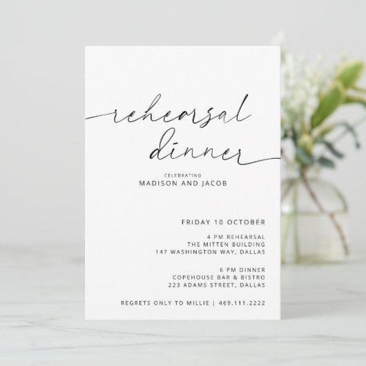 ARCHER Minimalist Rehearings Dinner Invitation Kaart (Staand voorkant)