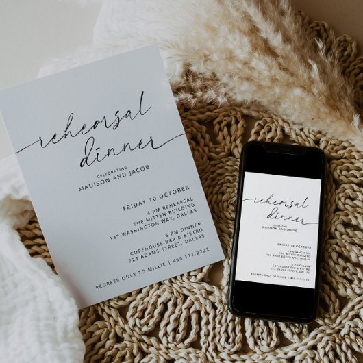 ARCHER Minimalist Rehearings Dinner Invitation Kaart