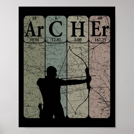 Archer Periodic Table Elements Bow Hunting Archery Poster (Voorkant)
