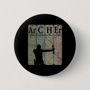 Archer Periodic Table Elements Bow Hunting Archery Ronde Button 5,7 Cm