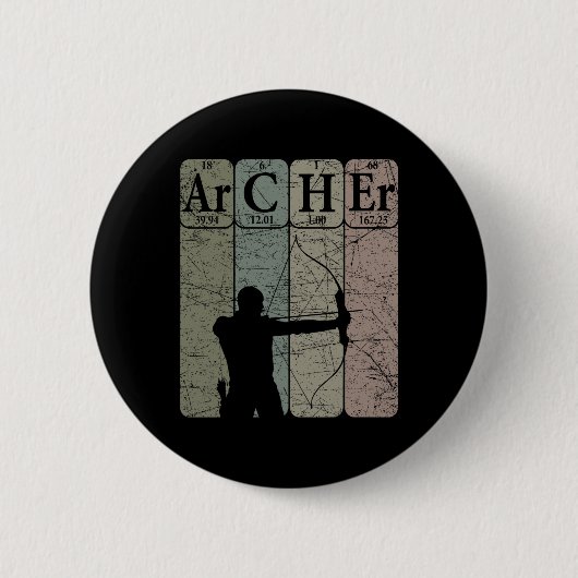 Archer Periodic Table Elements Bow Hunting Archery Ronde Button 5,7 Cm (Voorkant)