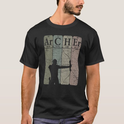 Archer Periodic Table Elements Bow Hunting Archery T-shirt (Voorkant)