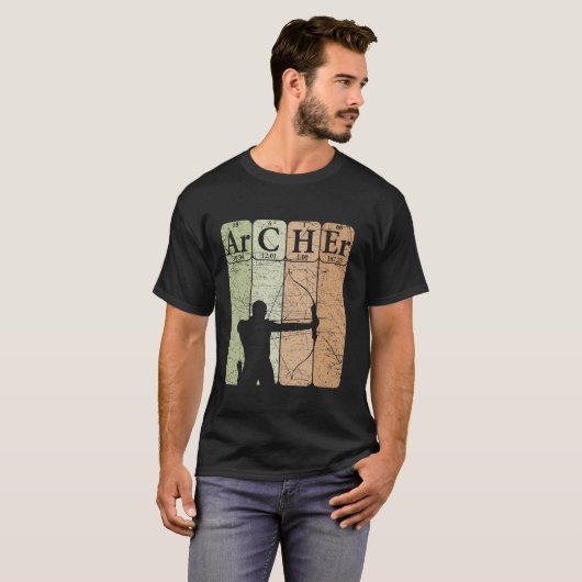 Archer Periodic Table Elements Bow Hunting Archery T-shirt (Voorkant volledig)