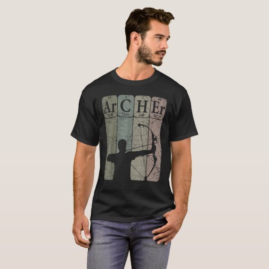 Archer Periodic Table Elements Bow Hunting Archery T-shirt (Voorkant volledig)