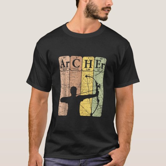 Archer Periodic Table Elements Bow Hunting Archery T-shirt (Voorkant)