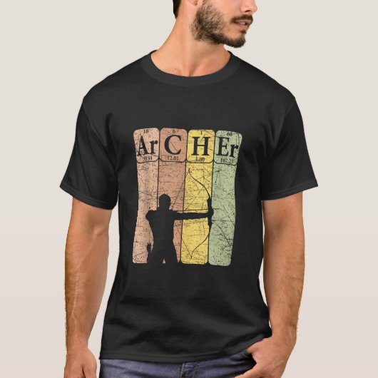 Archer Periodic Table Elements Bow Hunting Archery T-shirt (Voorkant)
