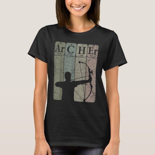 Archer Periodic Table Elements Bow Hunting Archery T-shirt (Voorkant)