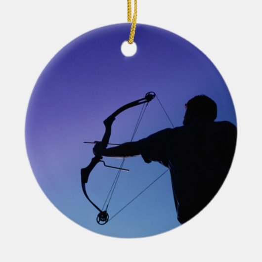 ARCHER SILHOUETTE BOW MAN KERAMISCH ORNAMENT (Voorkant)
