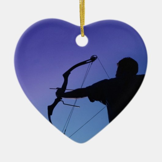 ARCHER SILHOUETTE BOW MAN KERAMISCH ORNAMENT (Voorkant)