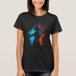 Archer vlammen boogschieten retro boog en pijl t-shirt