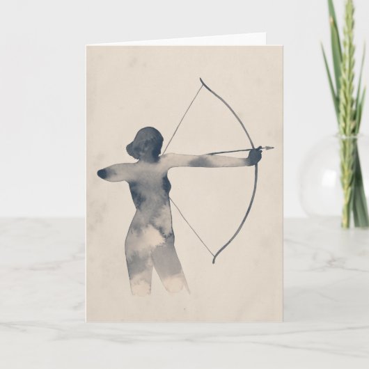 Archeress Watercolor Silhouette Kaart (Voorkant)
